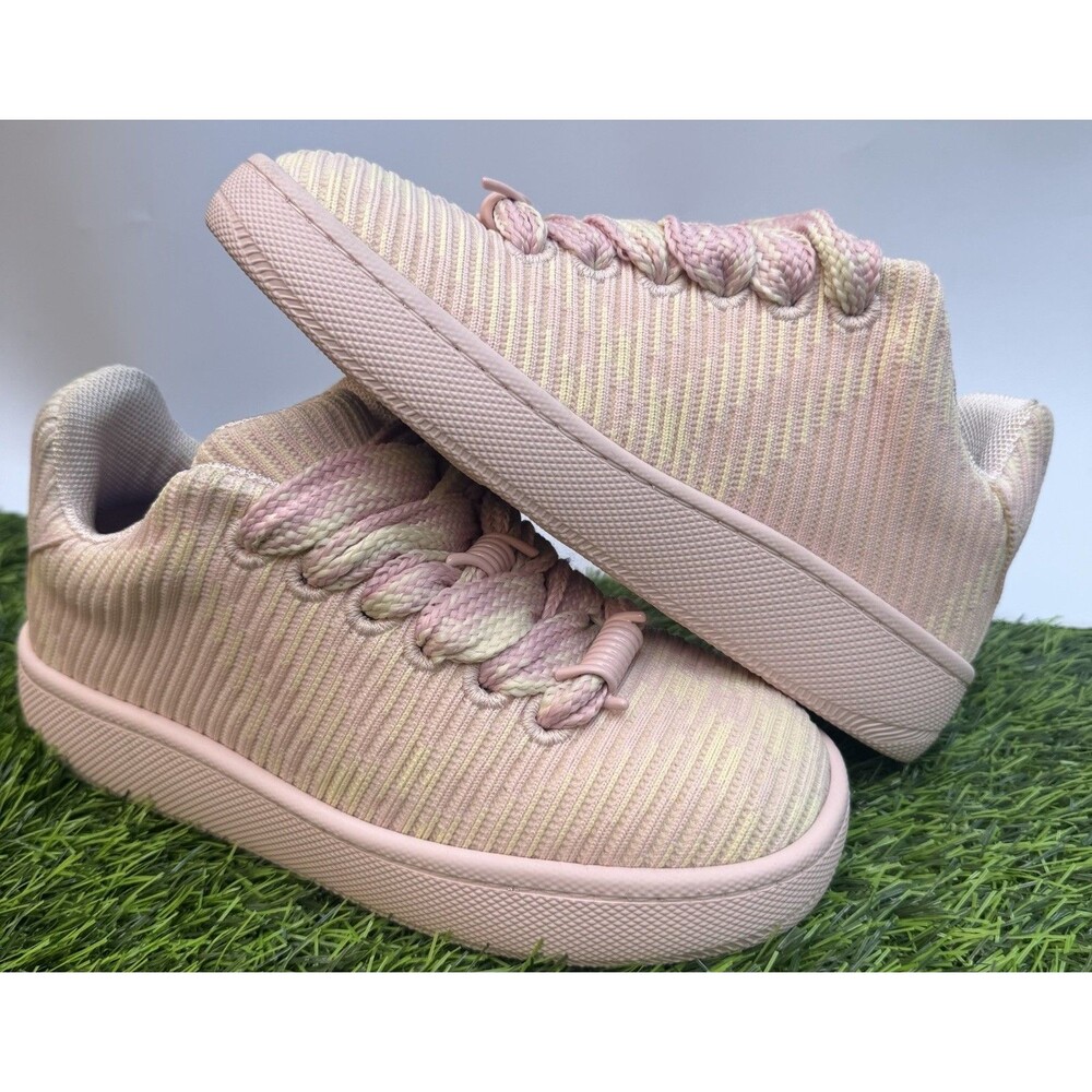 Burberry Pink Check Knit Sneakers Womens 6.5 US 36.5 EU Luxury Shoes - Picture 2 of 14